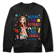 Top Market, Teacher, Inspirational, Back To School, Vector - 3D Effect Teacher Helping Tiny Humans Do Big Things - Personalized T Shirt