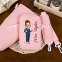 Gift For Women, Gift For Men, Happy, Teacher - 3D Effect Teacher Name - Personalized Bottle Carrier Bag