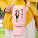 Gift For Women, Gift For Men, Happy, Teacher - 3D Effect Teacher Name - Personalized Bottle Carrier Bag