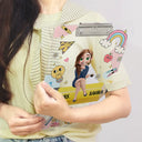 Teacher,Happy - 3D Effect Teacher Sitting On Pencil - Personalized Acrylic Clipboard