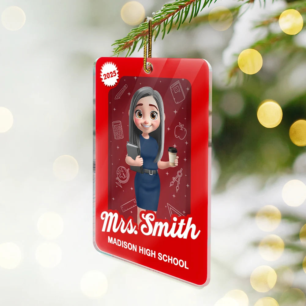 Teacher,Happy,Christmas,Top Market - 3D Effect Teacher Toy Box - Personalized Custom Shaped Acrylic Ornament