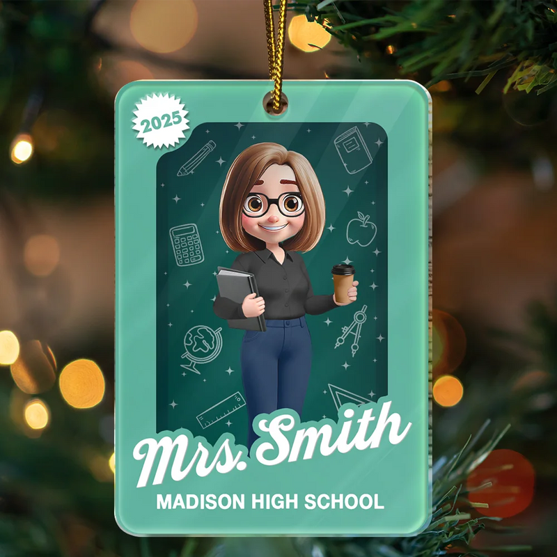 Teacher,Happy,Christmas,Top Market - 3D Effect Teacher Toy Box - Personalized Custom Shaped Acrylic Ornament