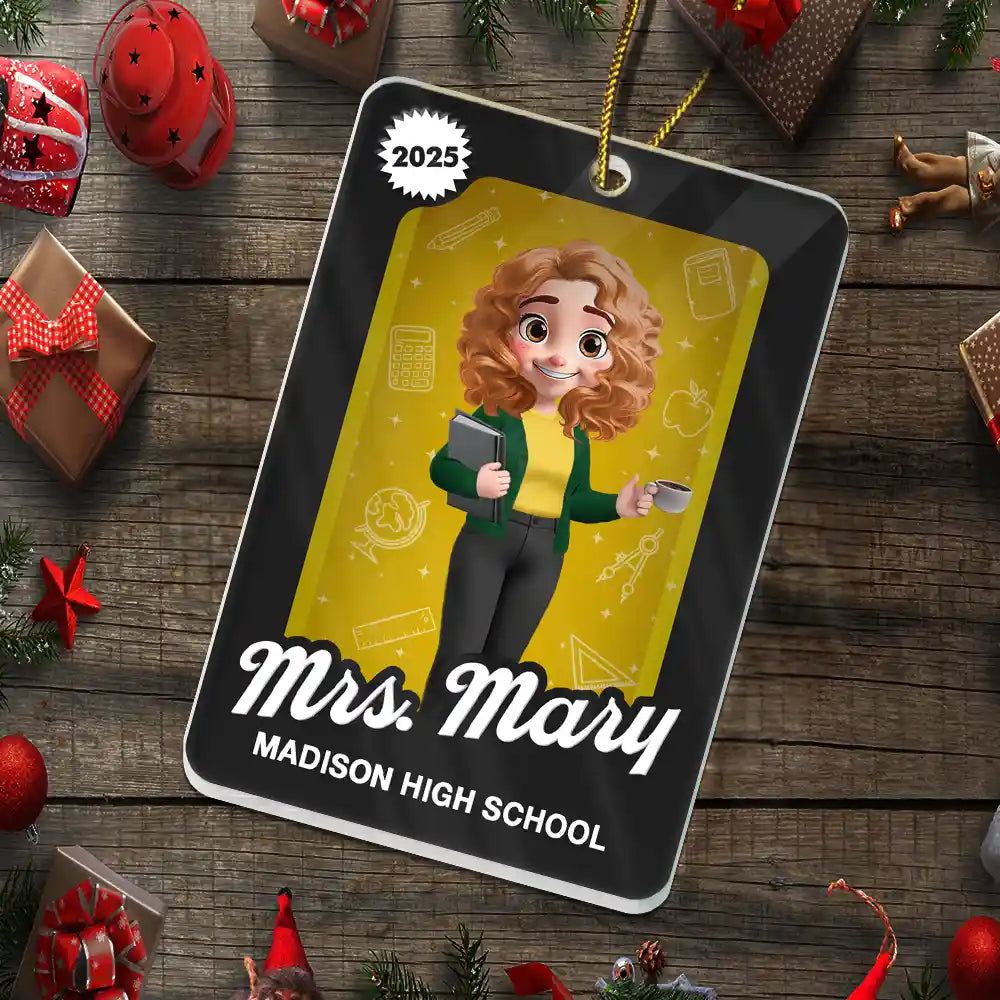 Teacher,Happy,Christmas,Top Market - 3D Effect Teacher Toy Box - Personalized Custom Shaped Acrylic Ornament