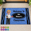 3D Effect Teacher Welcome To Classroom Faux Glitter Effect - Personalized Doormat