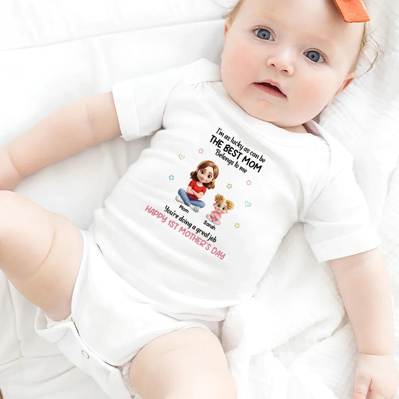 New Mom,New baby,Happy,Top Market - 3D Effect The Best Mom Belongs To Me - Personalized Baby Onesie