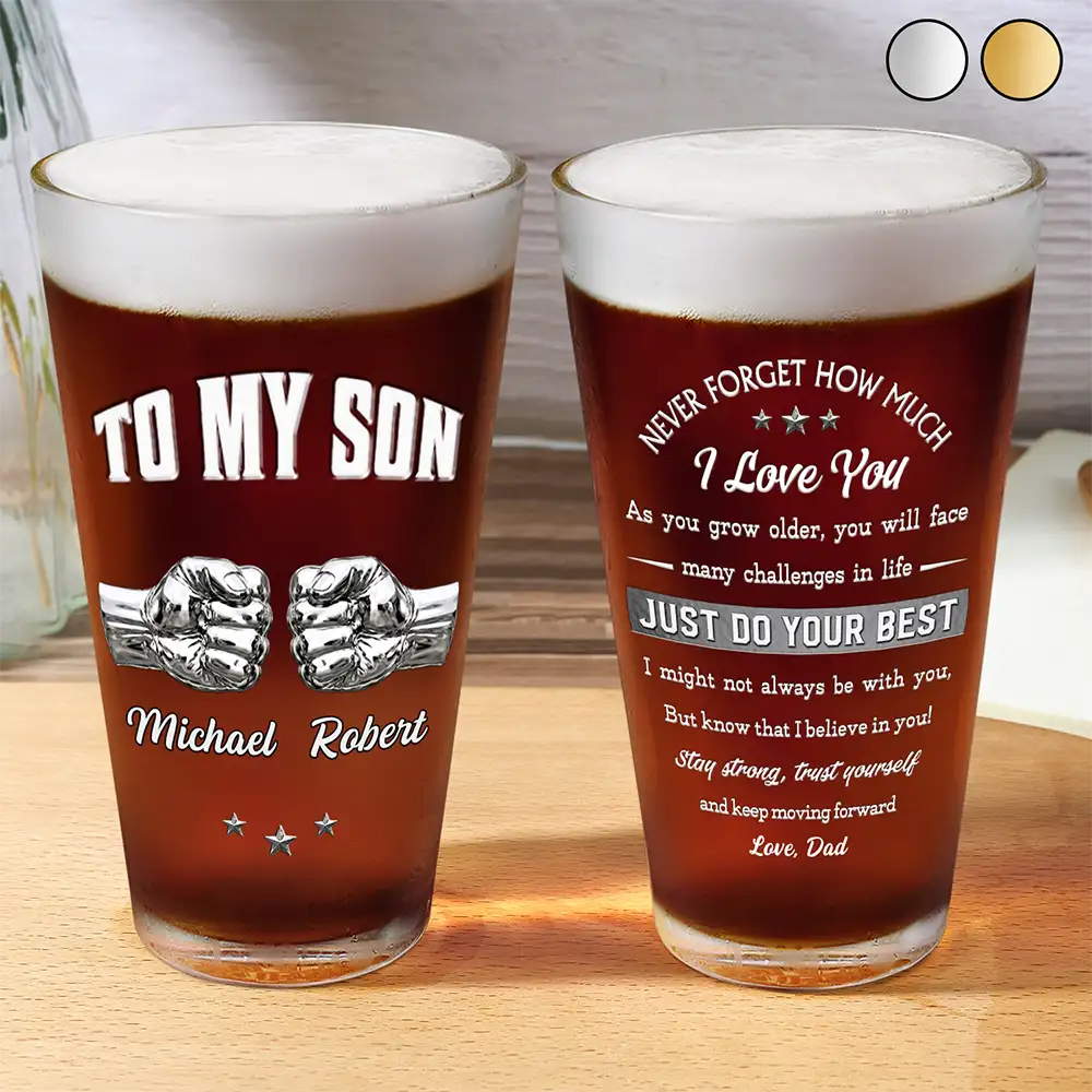 3D Effect To My Son Just Do Your Best - Personalized Beer Glass