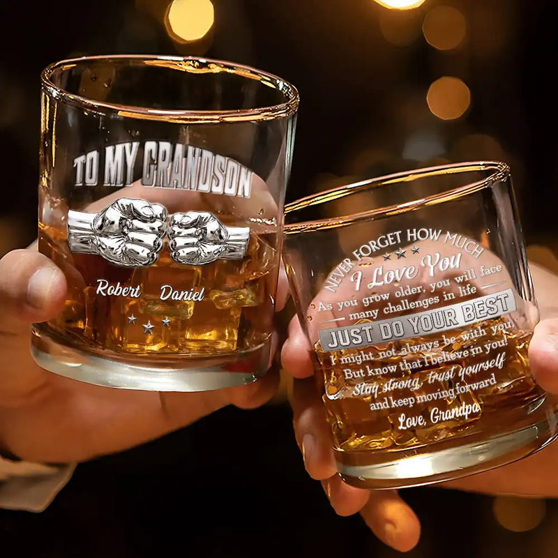 Gift For Son,Gift For Grandkids,Icon,Inspirational - 3D Effect To My Son Just Do Your Best - Personalized Whiskey Glass