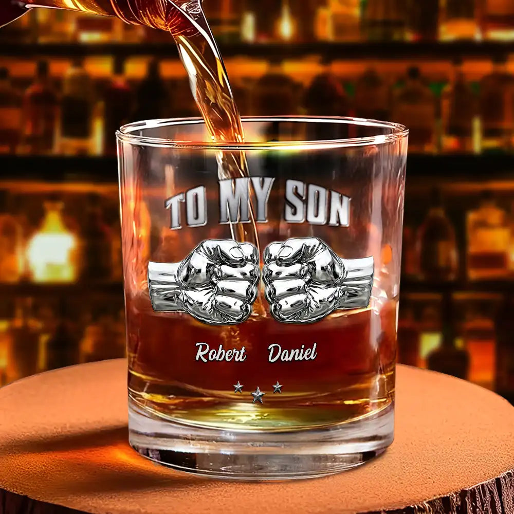 Gift For Son,Gift For Grandkids,Icon,Inspirational - 3D Effect To My Son Just Do Your Best - Personalized Whiskey Glass