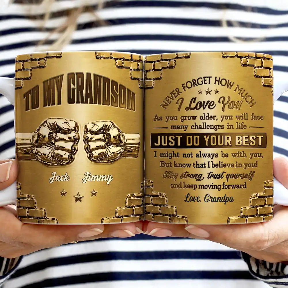 Gift For Son,Gift For Grandkids,Icon,Inspirational - 3D Effect To My Son Just Do Your Best - Personalized White Edge-to-Edge Mug