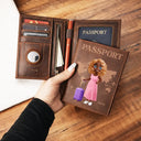 Gift For Yourself,Gift For Women,Gift For Men,Happy,Travel - 3D Effect Travel Woman Man - Personalized Leather Passport Holder