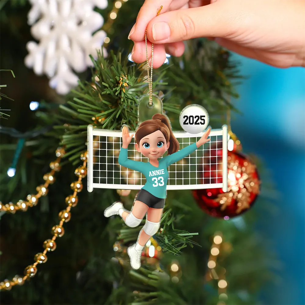 Gift For Yourself,Happy,Christmas,Gift For Women,Non-Eng - 3D Effect Volleyball Girl - Personalized Custom Shaped Acrylic Ornament