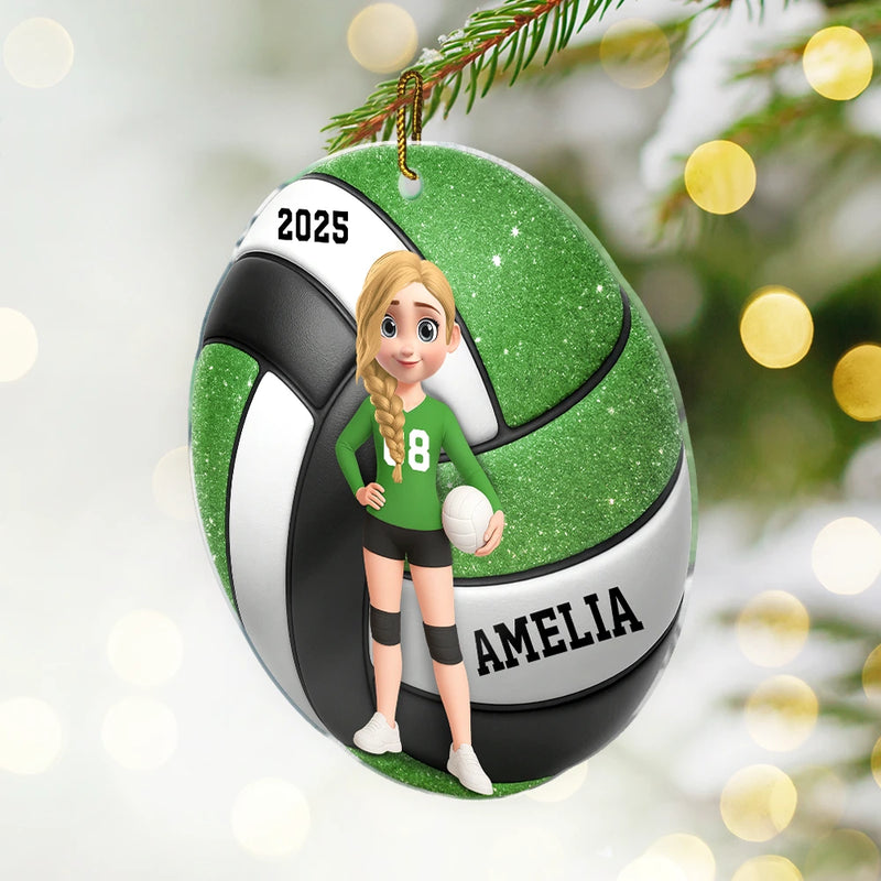 Gift For Yourself,Happy,Christmas,Gift For Women,Non-Eng - 3D Effect Volleyball Player - Personalized Custom Shaped Acrylic Ornament