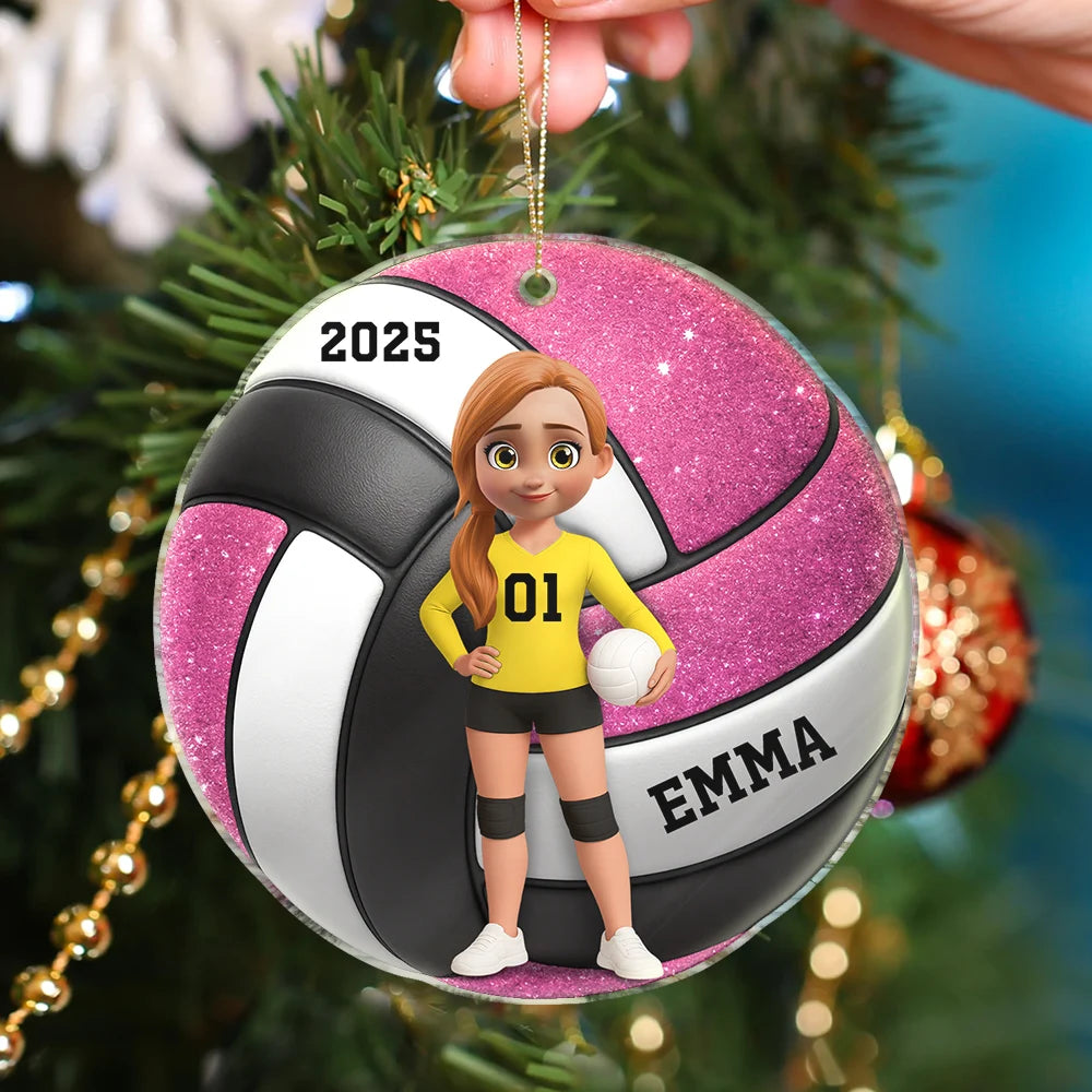 Gift For Yourself,Happy,Christmas,Gift For Women,Non-Eng - 3D Effect Volleyball Player - Personalized Custom Shaped Acrylic Ornament