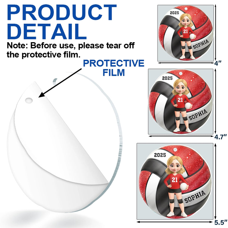 Gift For Yourself,Happy,Christmas,Gift For Women,Non-Eng - 3D Effect Volleyball Player - Personalized Custom Shaped Acrylic Ornament