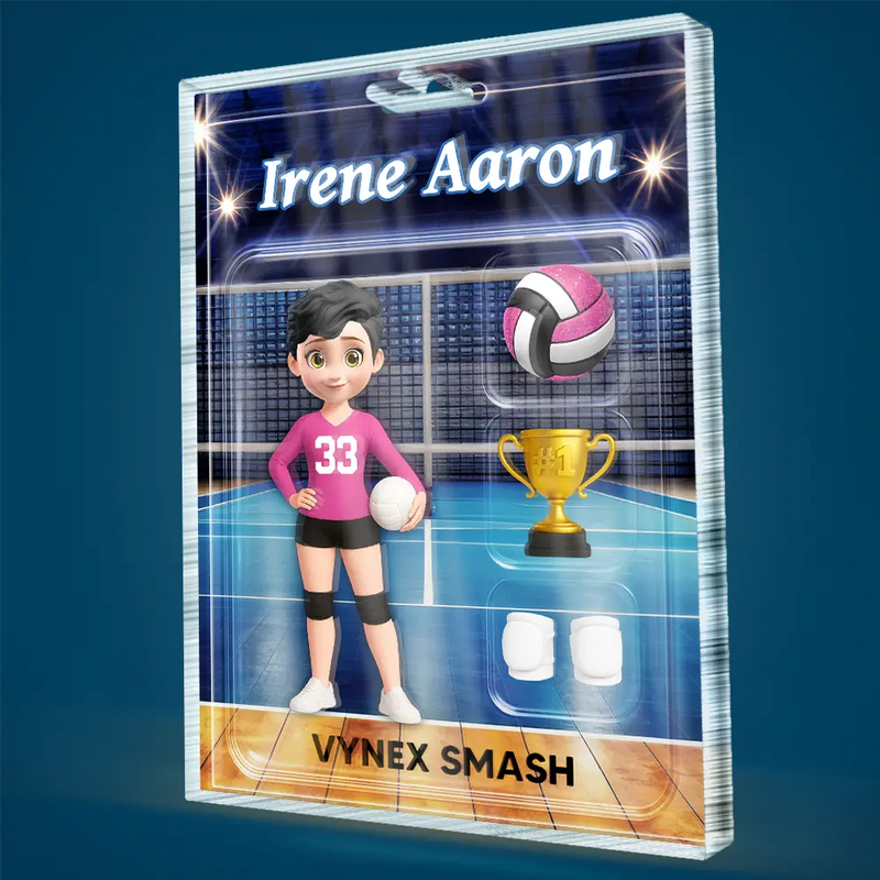 Gift For Yourself, Gift For Women, Gift For Men, Happy - 3D Effect Volleyball Player Toy Box - Personalized Custom Shaped Acrylic Plaque