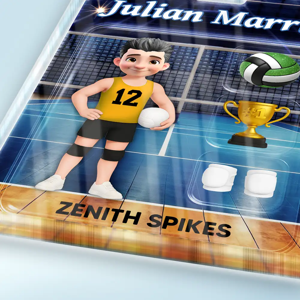 Gift For Yourself, Gift For Women, Gift For Men, Happy - 3D Effect Volleyball Player Toy Box - Personalized Custom Shaped Acrylic Plaque