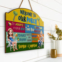 Gift For Couples,Gift For Husband,Gift For Wife,Gift For Boyfriend,Gift For Girlfriend - 3D Effect Welcome To Our Pool - Personalized Custom Shaped Wood Sign
