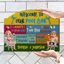 Gift For Couples,Gift For Husband,Gift For Wife,Gift For Boyfriend,Gift For Girlfriend - 3D Effect Welcome To Our Pool - Personalized Custom Shaped Wood Sign