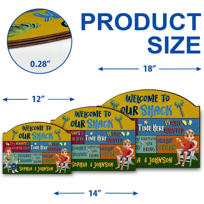 Gift For Couples,Gift For Husband,Gift For Wife,Gift For Boyfriend,Gift For Girlfriend - 3D Effect Welcome To Our Pool - Personalized Custom Shaped Wood Sign