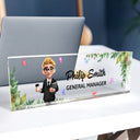 Officer, Gift For Women, Gift For Men, Happy, Gifts For Colleagues - 3D Effect Woman Man Office Floral - Personalized Desk Name Plate