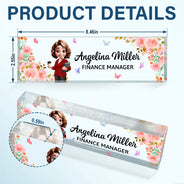 Officer, Gift For Women, Gift For Men, Happy, Gifts For Colleagues - 3D Effect Woman Man Office Floral - Personalized Desk Name Plate