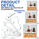 Pet Lovers,Pet Mom,Pet Dad,Dog Lovers,Dog Mom,Dog Dad,Cat Lovers,Cat Mom,Cat Dad,Christmas,Gift For Women,Gift For Men,Gift For Yourself,Happy - 3D Effect Woman Man Sitting With Dog Cat Christmas Gingerbread - Personalized Custom Shaped Acrylic Ornament