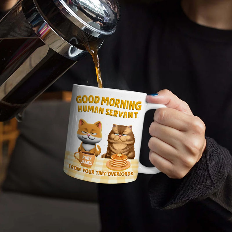 Cat Mom, Cat Lovers, Cat Dad, Cat Couple, Funny, Top Market - 3D Effect Your Tiny Furry Overlords - Personalized White Edge-to-Edge Mug