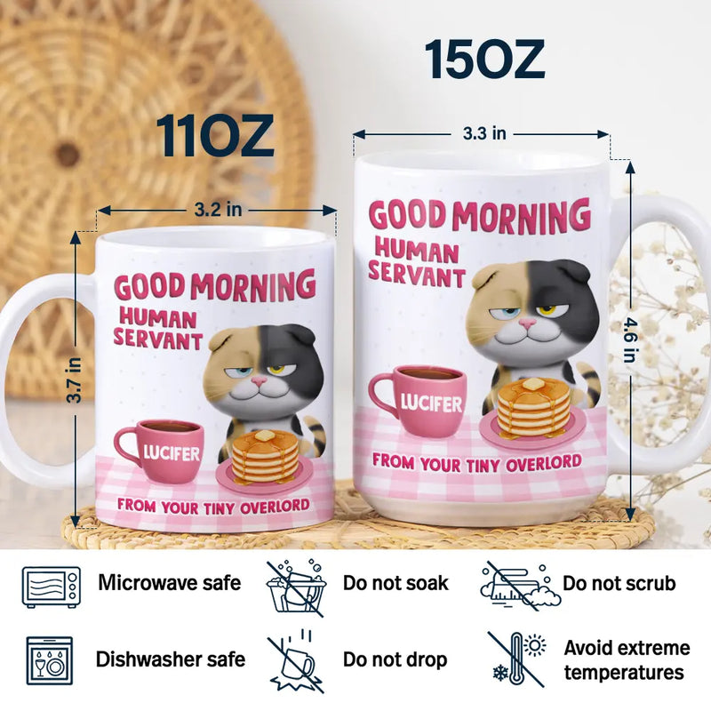 Cat Mom, Cat Lovers, Cat Dad, Cat Couple, Funny, Top Market - 3D Effect Your Tiny Furry Overlords - Personalized White Edge-to-Edge Mug