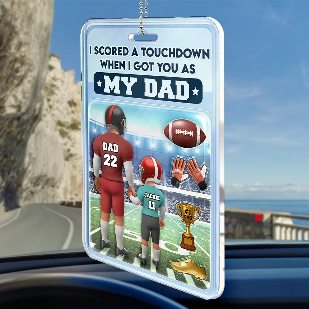 Gift For Father,Sons,Children,Sport Dad,Dad,Daughters,Football - 3D Figure American Football I Got You As My Dad - Personalized Acrylic Car Hanger