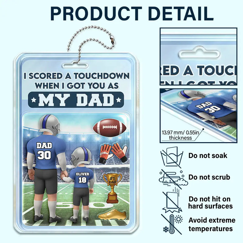 Gift For Father,Sons,Children,Sport Dad,Dad,Daughters,Football - 3D Figure American Football I Got You As My Dad - Personalized Acrylic Car Hanger