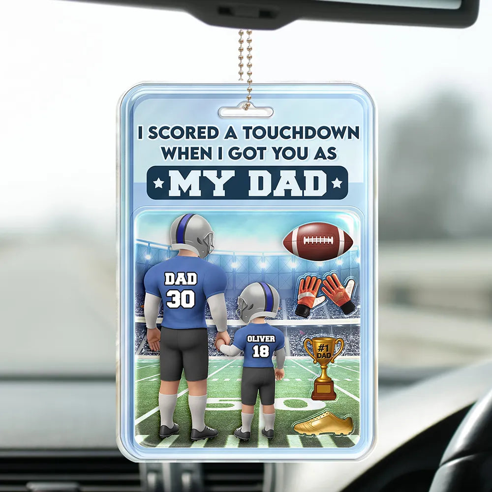 Gift For Father,Sons,Children,Sport Dad,Dad,Daughters,Football - 3D Figure American Football I Got You As My Dad - Personalized Acrylic Car Hanger