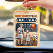 Gift For Father, Dad - Sons, Dad - Children, Sport Dad, Basketball, Dad - Daughters (Young), Happy - 3D Figure Best Basketball Dad Ever - Personalized Acrylic Car Hanger