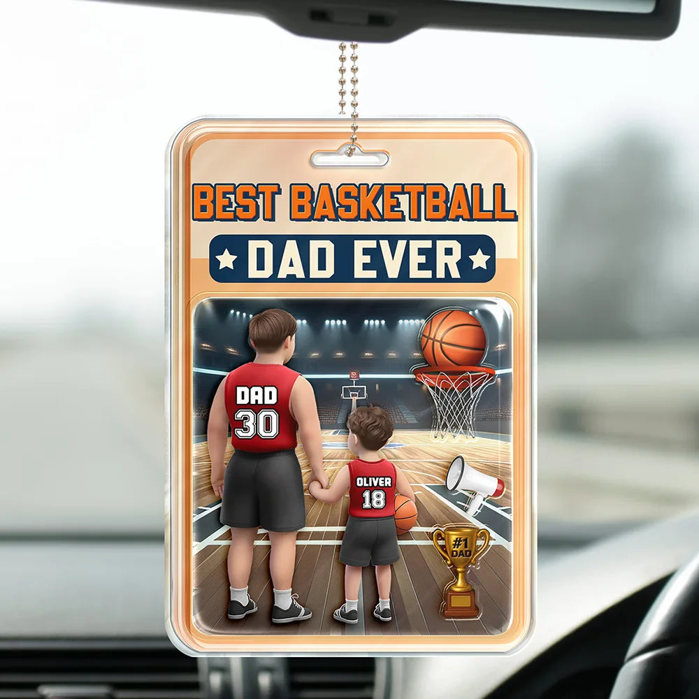 3D Figure Best Basketball Dad Ever - Personalized Acrylic Car Hanger