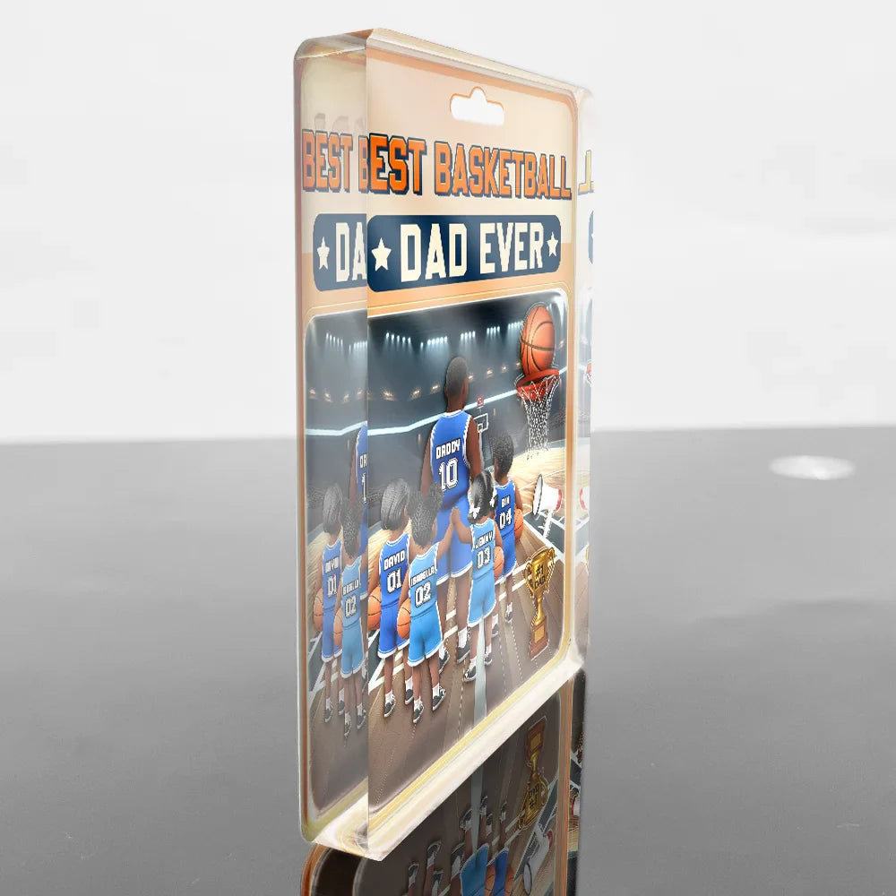 Gift For Father,Dad - Sons,Dad - Children,Sport Dad,Basketball,Dad - Daughters (Young),Happy - 3D Figure Best Basketball Dad Ever - Personalized Custom Shaped Acrylic Plaque