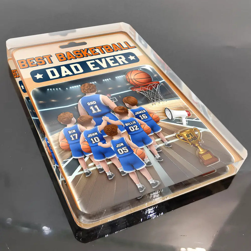 Gift For Father,Dad - Sons,Dad - Children,Sport Dad,Basketball,Dad - Daughters (Young),Happy - 3D Figure Best Basketball Dad Ever - Personalized Custom Shaped Acrylic Plaque