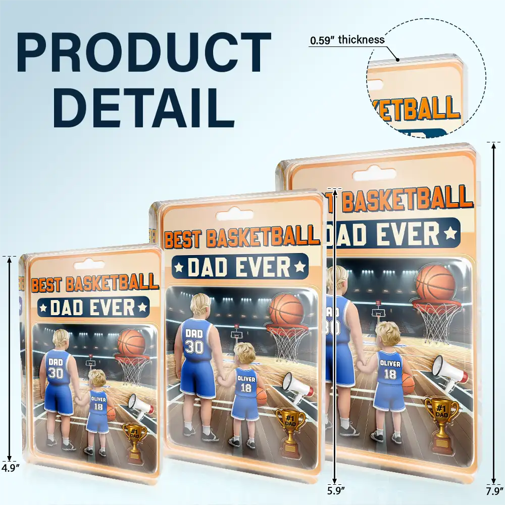 Gift For Father,Dad - Sons,Dad - Children,Sport Dad,Basketball,Dad - Daughters (Young),Happy - 3D Figure Best Basketball Dad Ever - Personalized Custom Shaped Acrylic Plaque