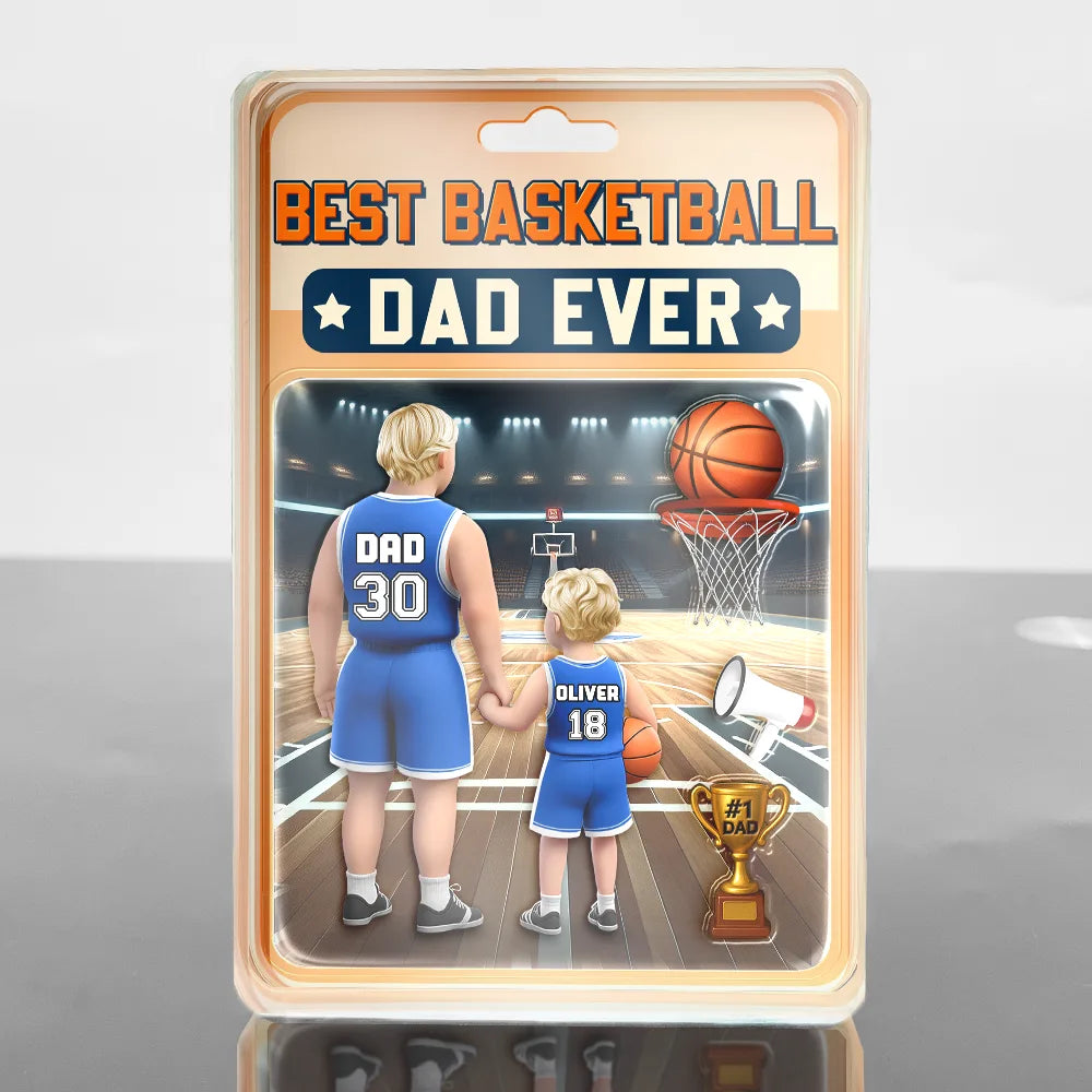 Gift For Father,Dad - Sons,Dad - Children,Sport Dad,Basketball,Dad - Daughters (Young),Happy - 3D Figure Best Basketball Dad Ever - Personalized Custom Shaped Acrylic Plaque