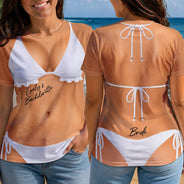 Gift For Bestie, Humorous, Wedding, Icon - 3D Funny Body Bikini Bachelorette Party - Personalized Full Print T Shirt
