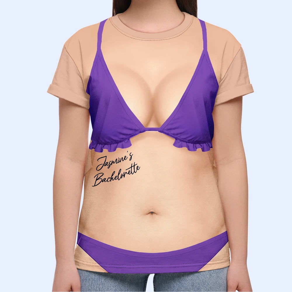 Gift For Bestie, Humorous, Wedding, Icon - 3D Funny Body Bikini Bachelorette Party - Personalized Full Print T Shirt