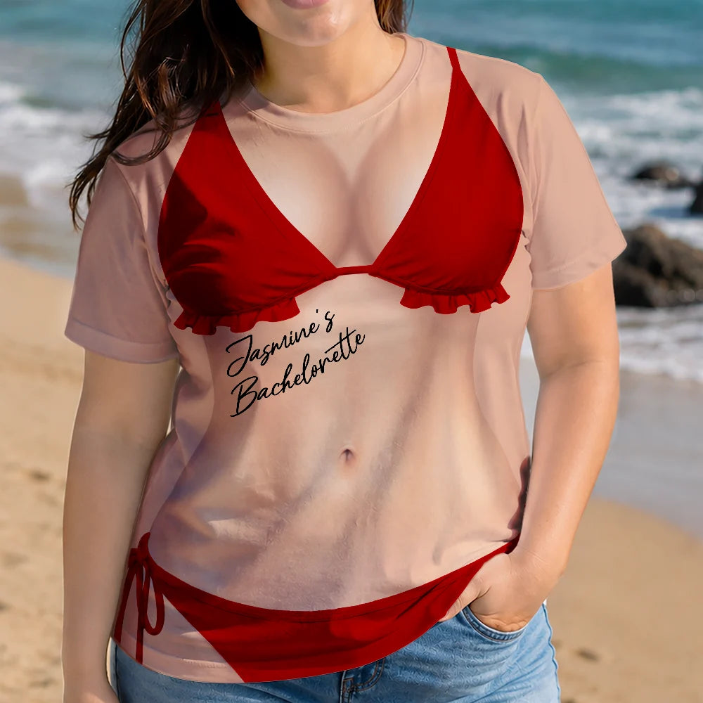 Gift For Bestie, Humorous, Wedding, Icon - 3D Funny Body Bikini Bachelorette Party - Personalized Full Print T Shirt