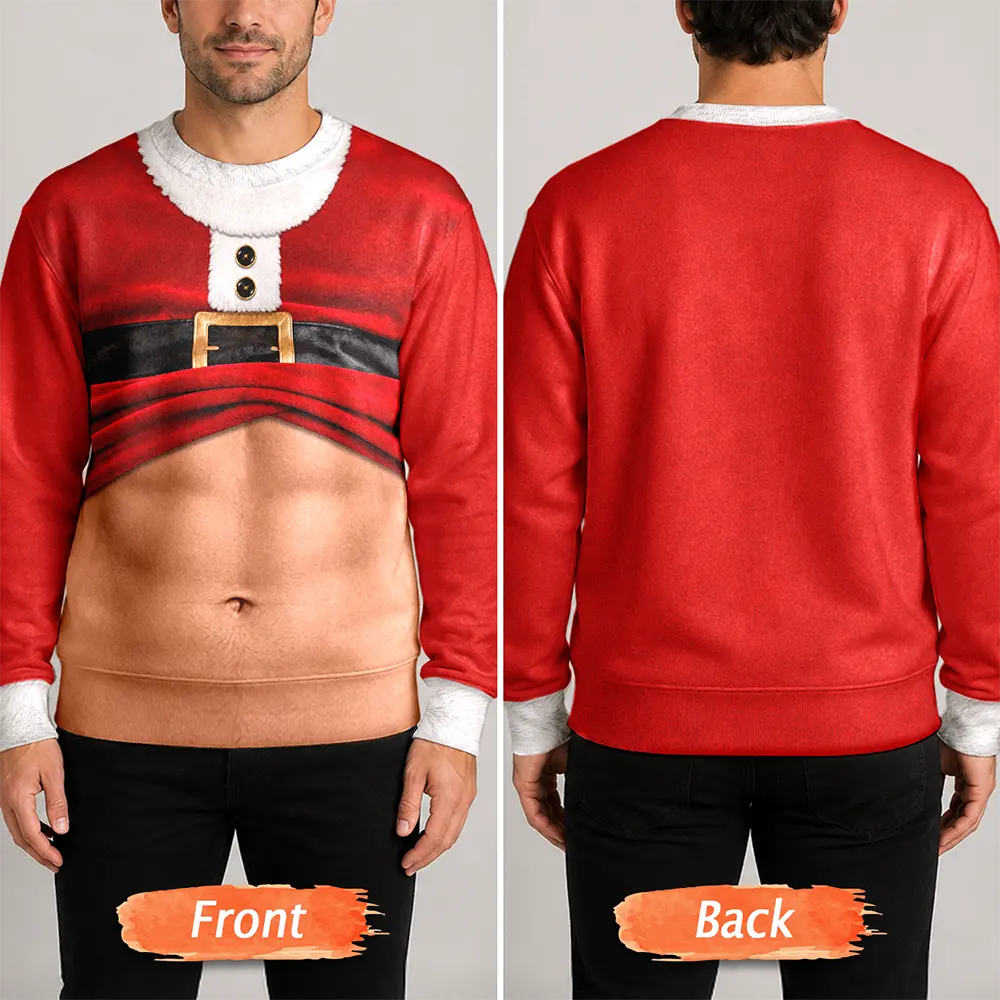 Christmas,Humorous,Gift For Men,Gift For Yourself,Icon - 3D Funny Body Hairy Belly Gift For Husband - Personalized Unisex Ugly Sweater