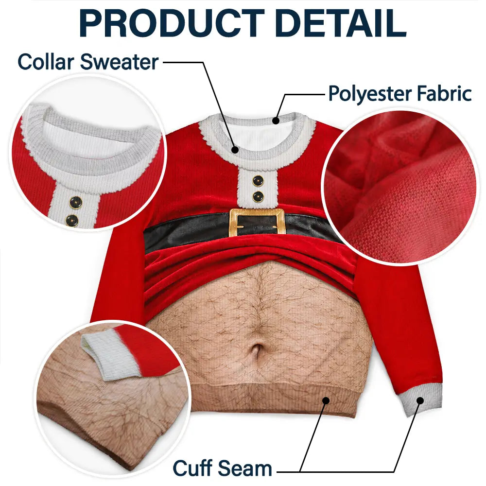 Christmas,Humorous,Gift For Men,Gift For Yourself,Icon - 3D Funny Body Hairy Belly Gift For Husband - Personalized Unisex Ugly Sweater