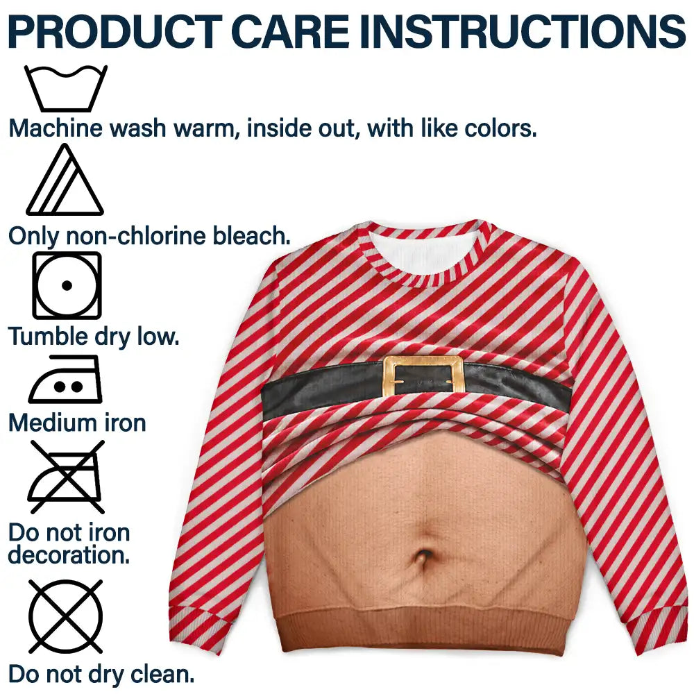 Christmas,Humorous,Gift For Men,Gift For Yourself,Icon - 3D Funny Body Hairy Belly Gift For Husband - Personalized Unisex Ugly Sweater