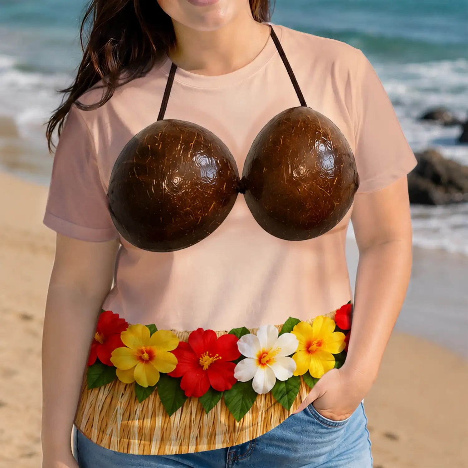 Gift For Bestie,Humorous,Beach,Summer,Icon - 3D Funny Body Hula Dance - Personalized Full Print T Shirt