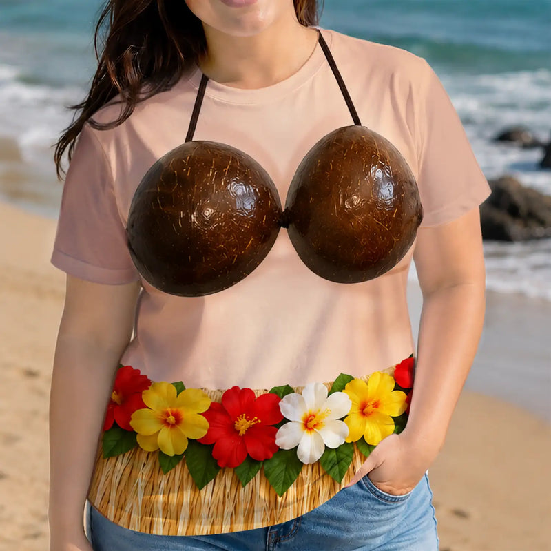 Gift For Bestie,Humorous,Beach,Summer,Icon - 3D Funny Body Hula Dance - Personalized Full Print T Shirt