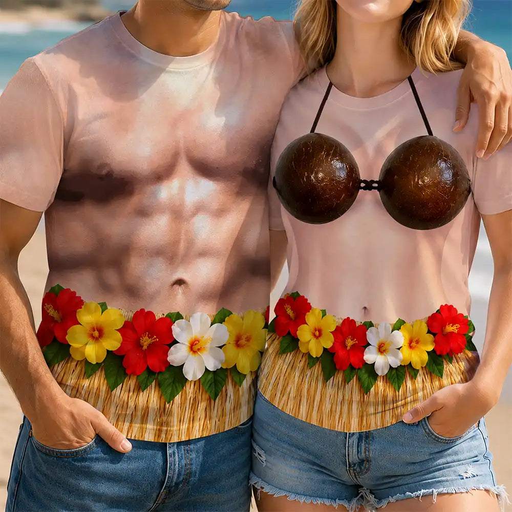 Gift For Bestie,Humorous,Beach,Summer,Icon - 3D Funny Body Hula Dance - Personalized Full Print T Shirt