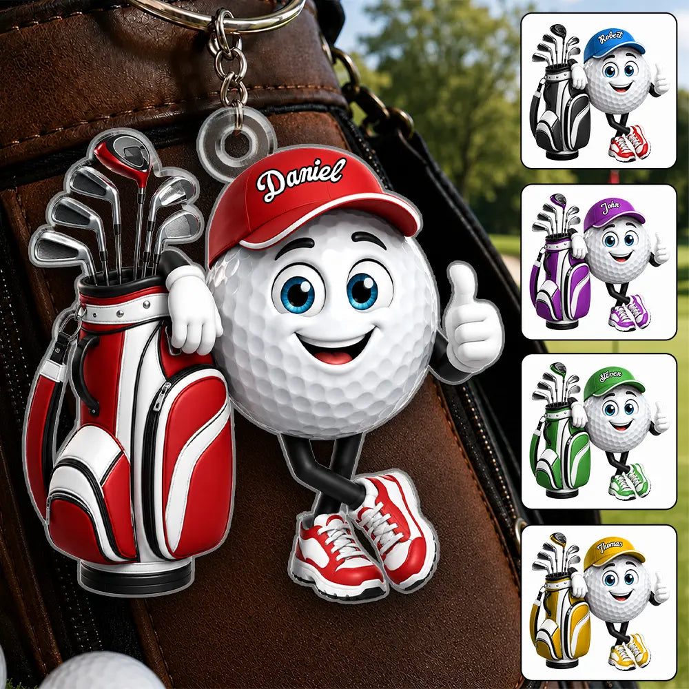 3D Golf Ball Golfer - Personalized Acrylic Keychain