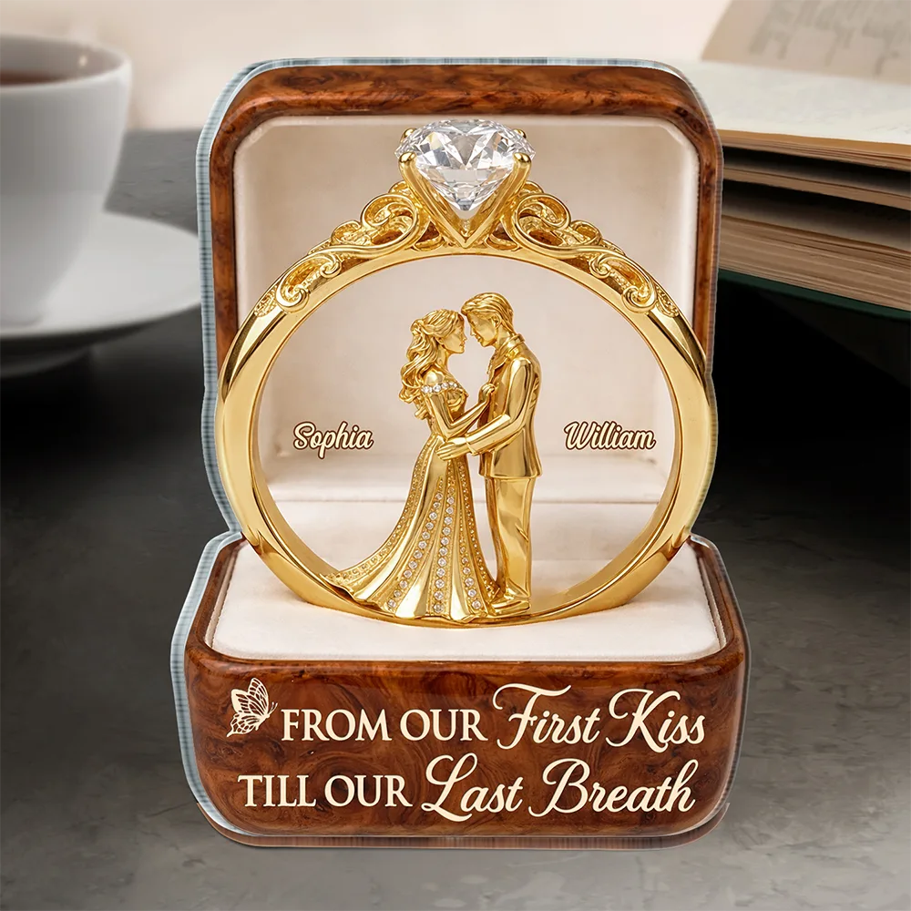 Gift For Couples, Gift For Women, Gift For Men, Love, Top Market - 3D Inflated Effect Printed Wedding Couple From Our First Kiss - Personalized Custom Shaped Acrylic Plaque