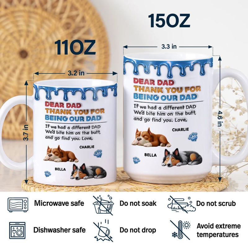 Dog Lovers,Dog Mom,Dog Dad,Gift For Men,Gift For Women,Top Market,Funny - 3D Inflated Effect Thank You For Being My Mom Dad - Personalized White Edge-to-Edge Mug