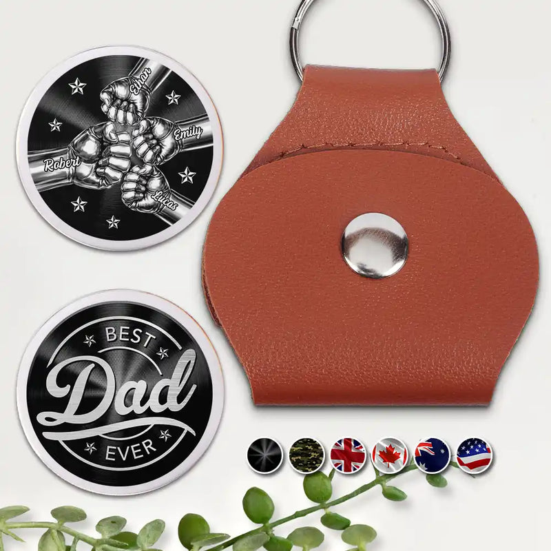 Gift For Father,Gift For Grandpa,Gift For Men,Happy,Independence Day - 3D Metal Effect Best Dad Grandpa Ever - Personalized Leather Pocket Hug